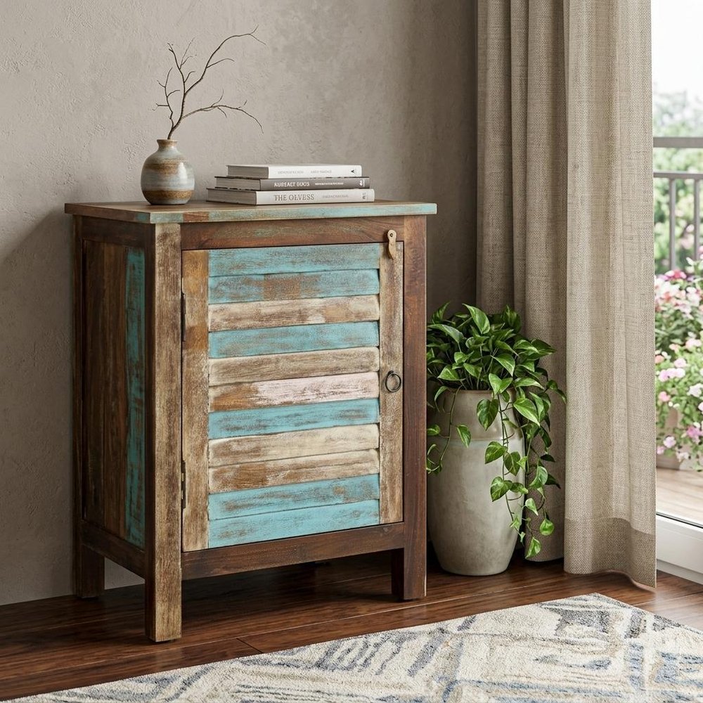 18" Brown Wood Accent Cabinet