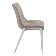 Set of Two Gray And Silver Upholstered Faux Leather Dining Side Chairs