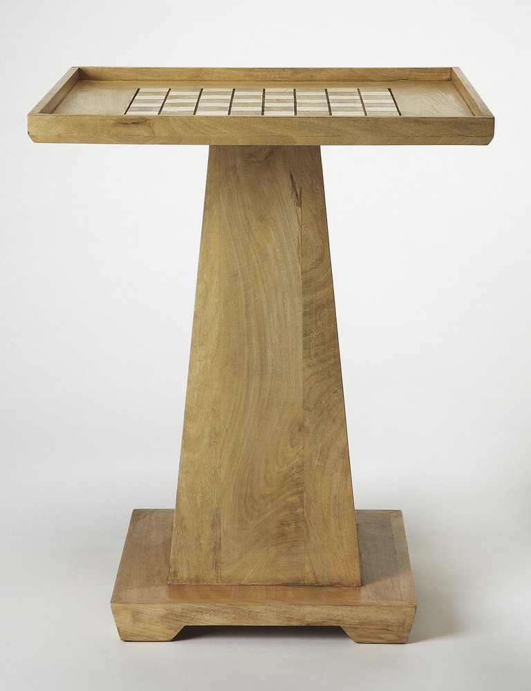 22" Natural Wood Square Pedestal Coffee Table