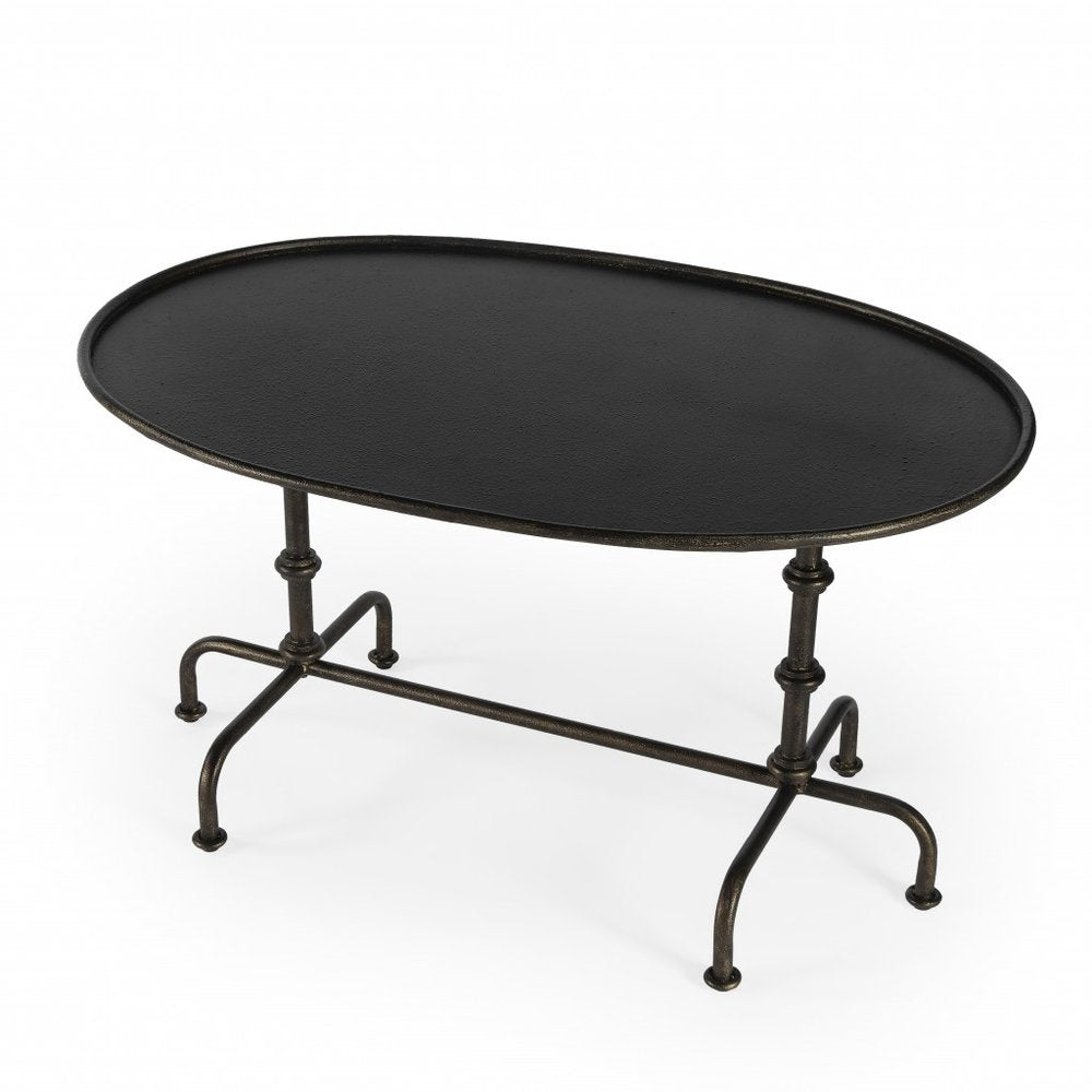 38" Silver Aluminum Oval Coffee Table