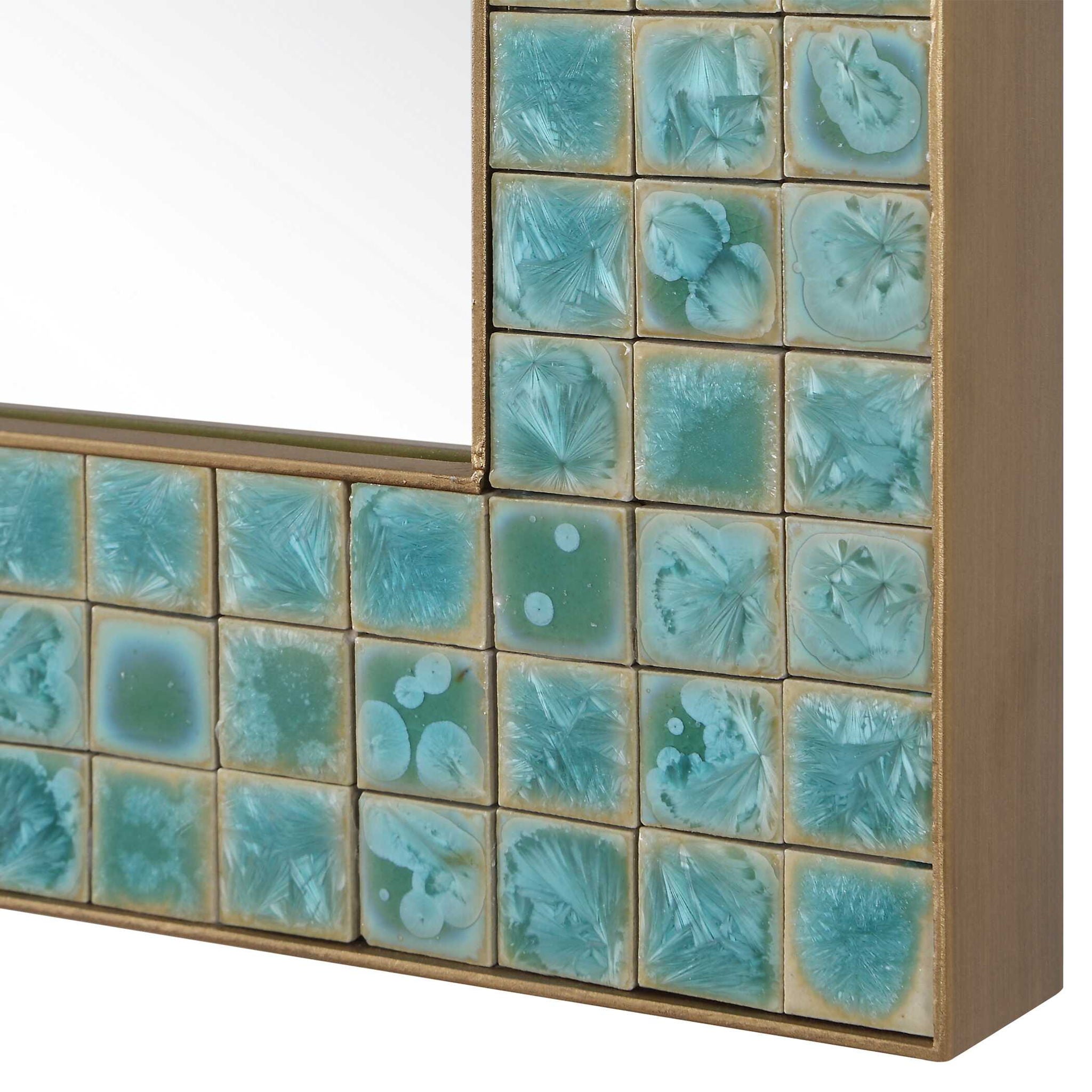 Coralie - Tile Mirror - Blue / Gold / Green