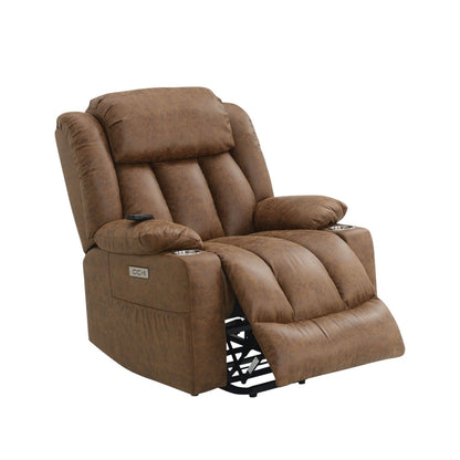 Aire Power Motion Recliner With Lift Heating Massage Function - Brown