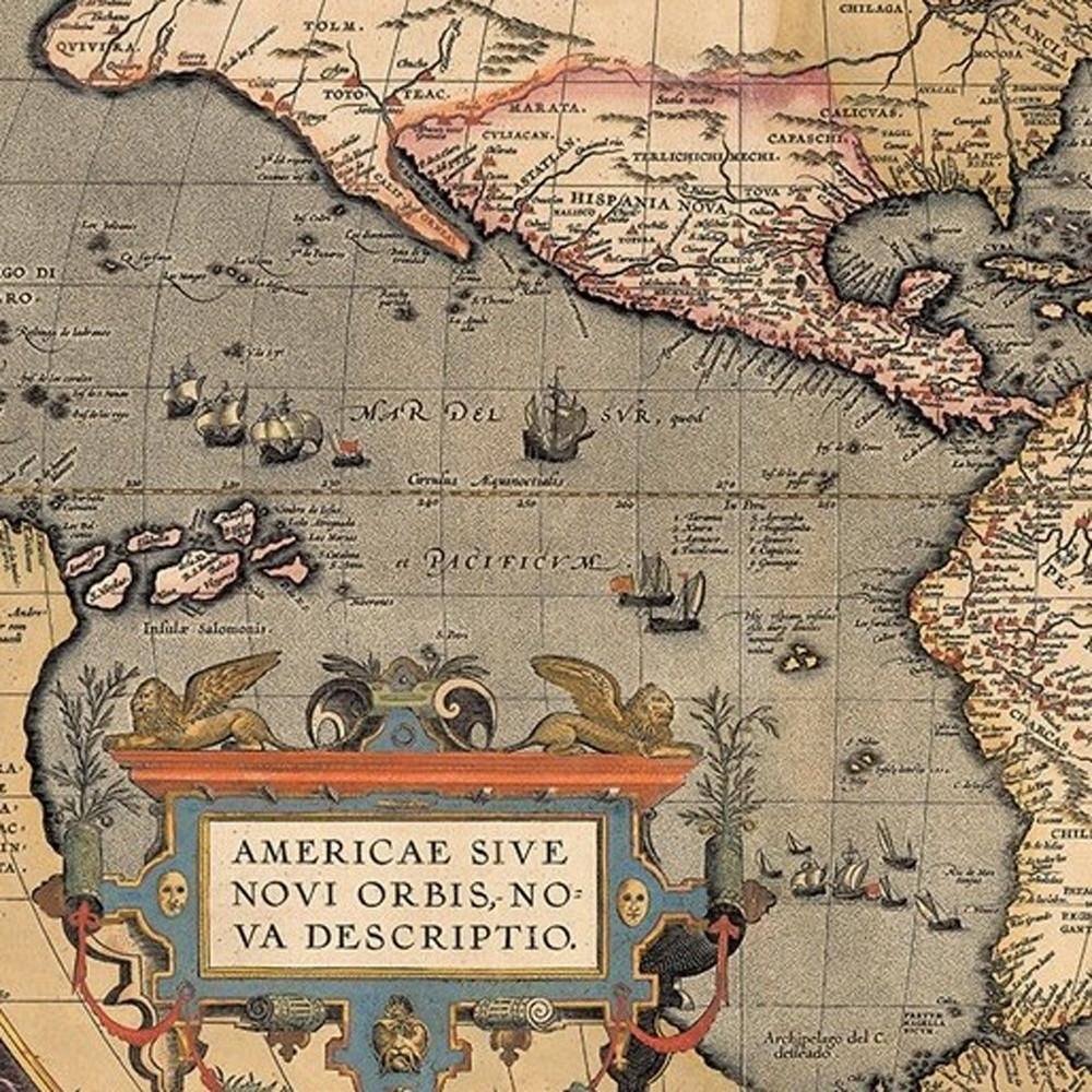 Vintage 1718 Map Of New France Unframed Print Wall Art
