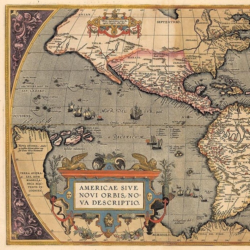 Vintage 1718 Map Of New France Unframed Print Wall Art