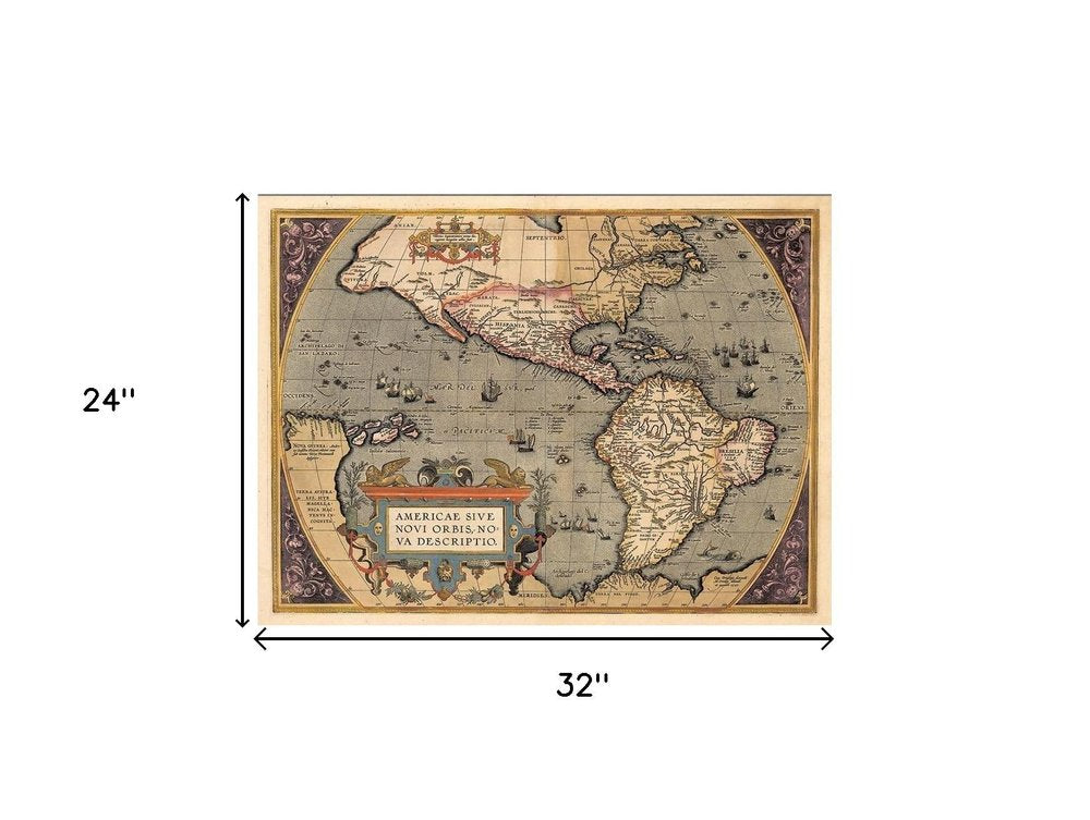 Vintage 1718 Map Of New France Unframed Print Wall Art