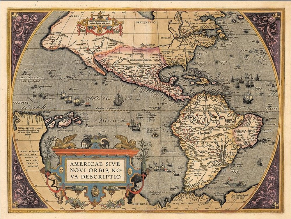 Vintage 1718 Map Of New France Unframed Print Wall Art
