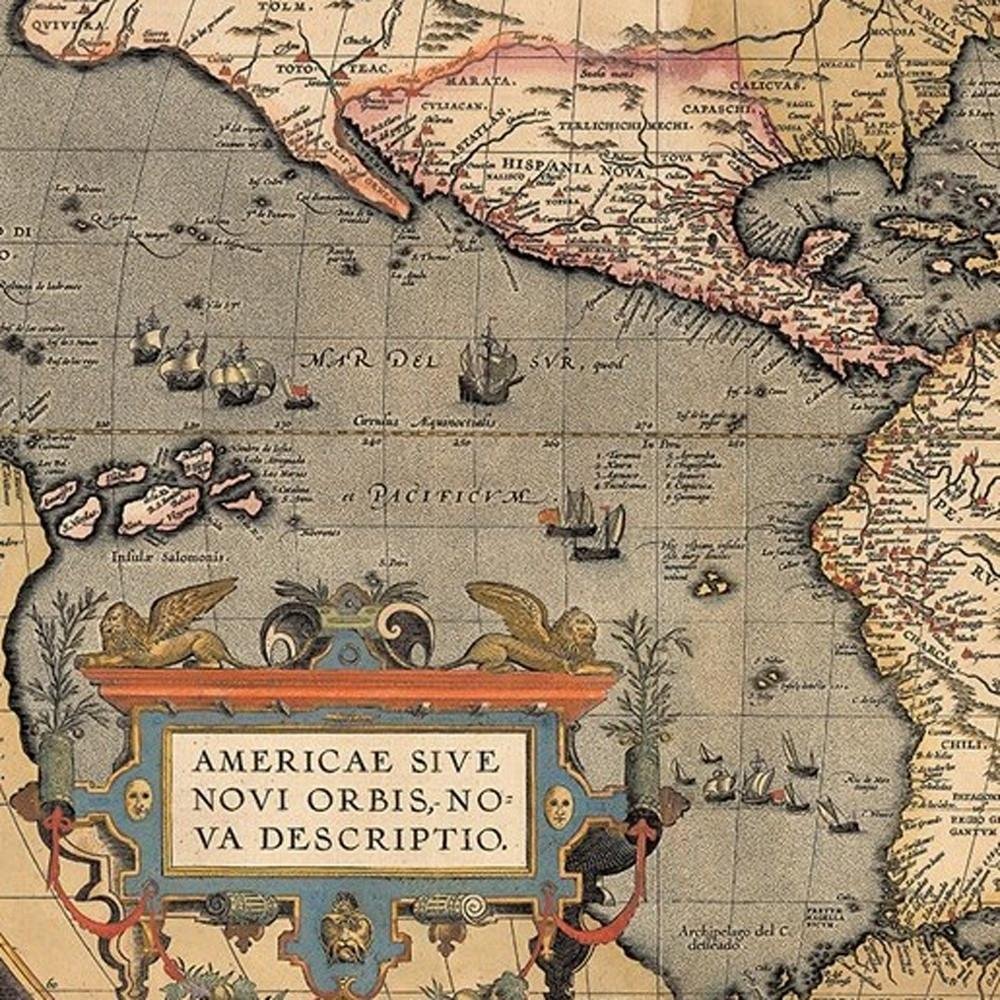 Vintage 1718 Map Of New France Unframed Print Wall Art