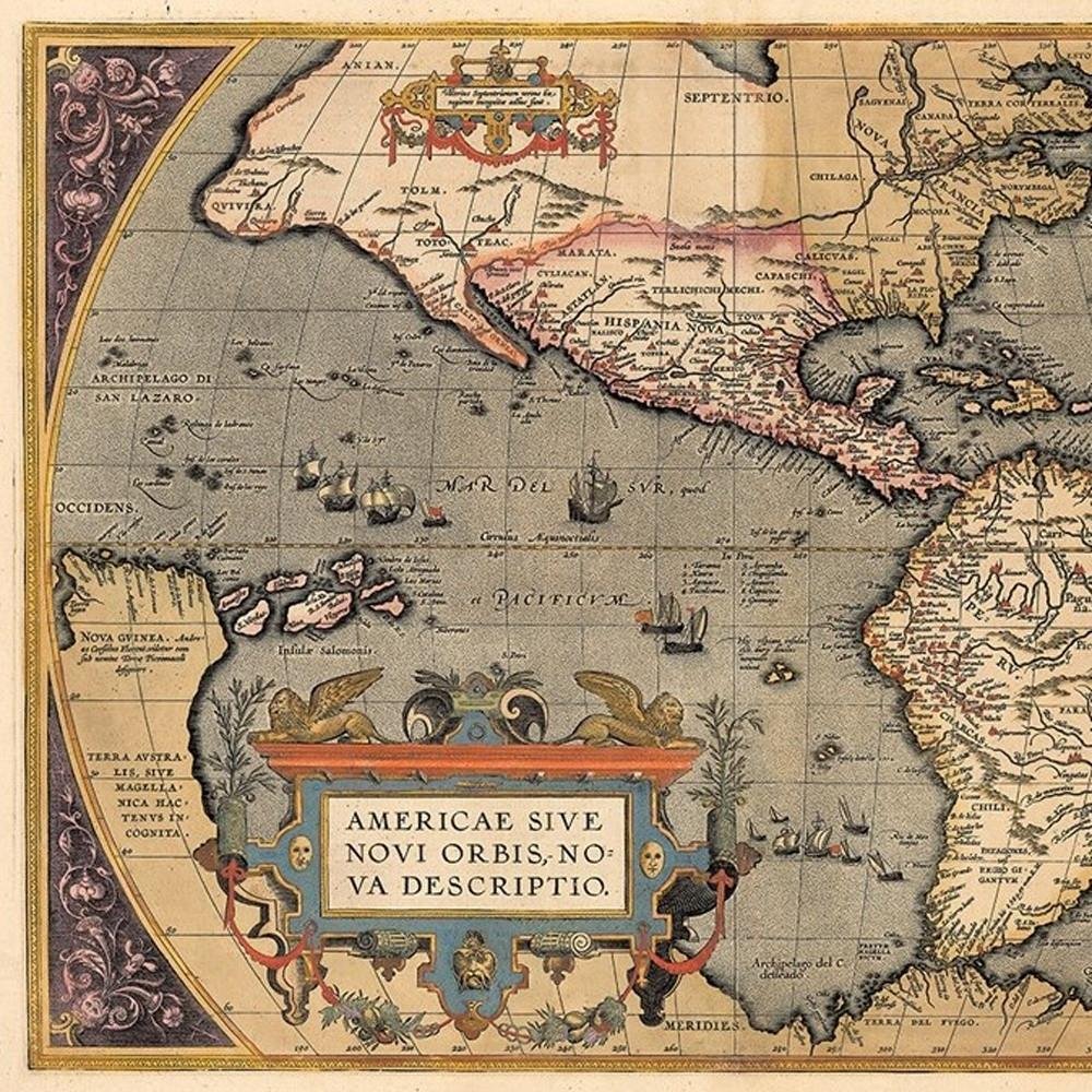 Vintage 1718 Map Of New France Unframed Print Wall Art