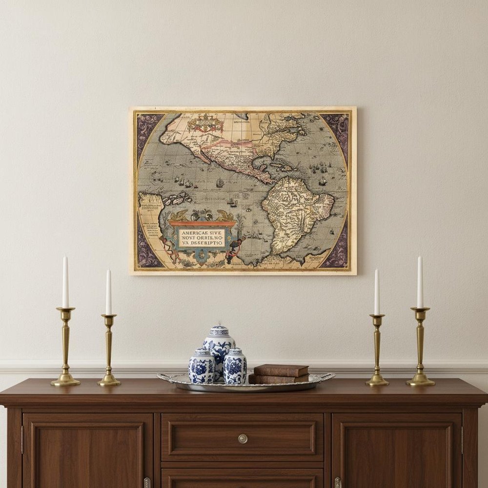 Vintage 1718 Map Of New France Unframed Print Wall Art