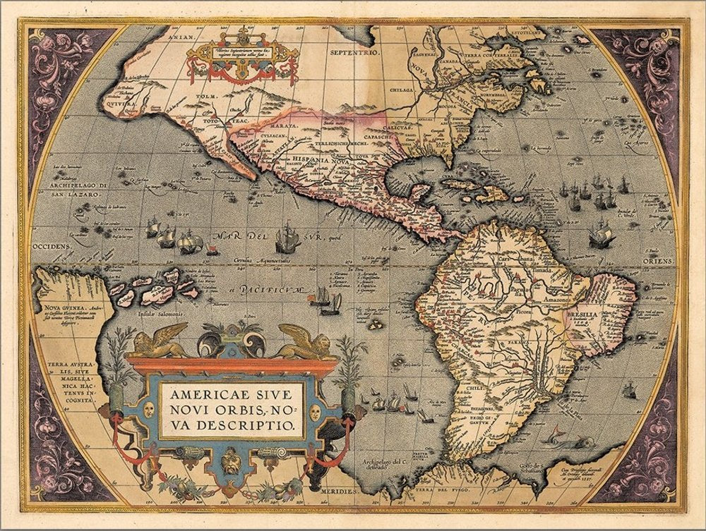 Vintage 1718 Map Of New France Unframed Print Wall Art
