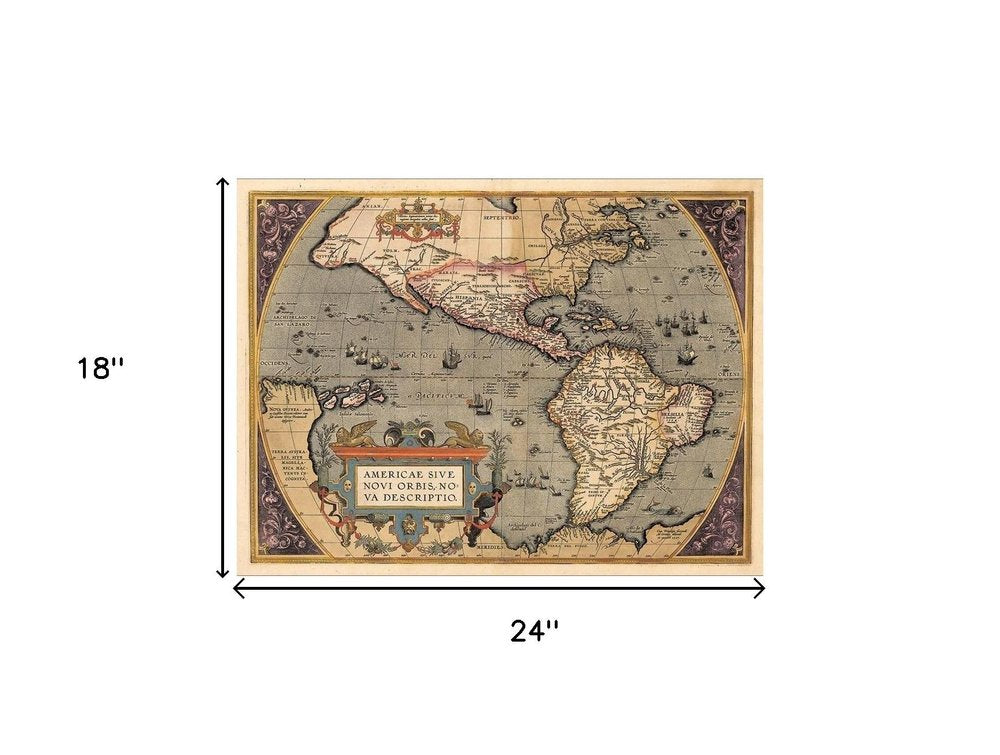 Vintage 1718 Map Of New France Unframed Print Wall Art