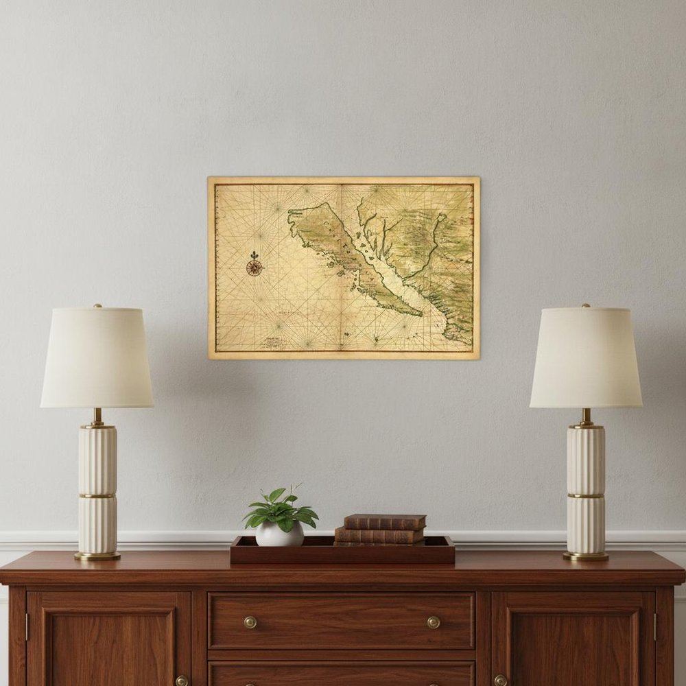 24" X 36" California As An Island C1650 Vintage Map Wall Art