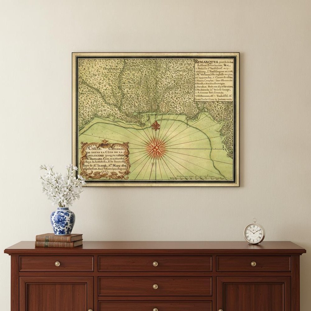 24" X 30" C1747 Map Of The Gulf Coast Vintage  Poster Wall Art
