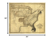 24" X 30" Eagle Map Of America C1833 Vintage  Poster Wall Art