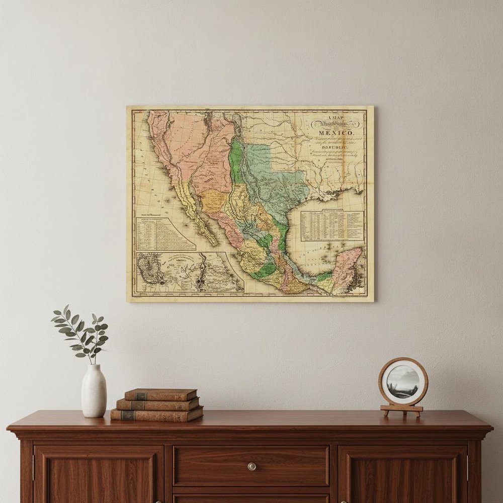 Vintage 1846 Map Of Mexico Unframed Print Wall Art