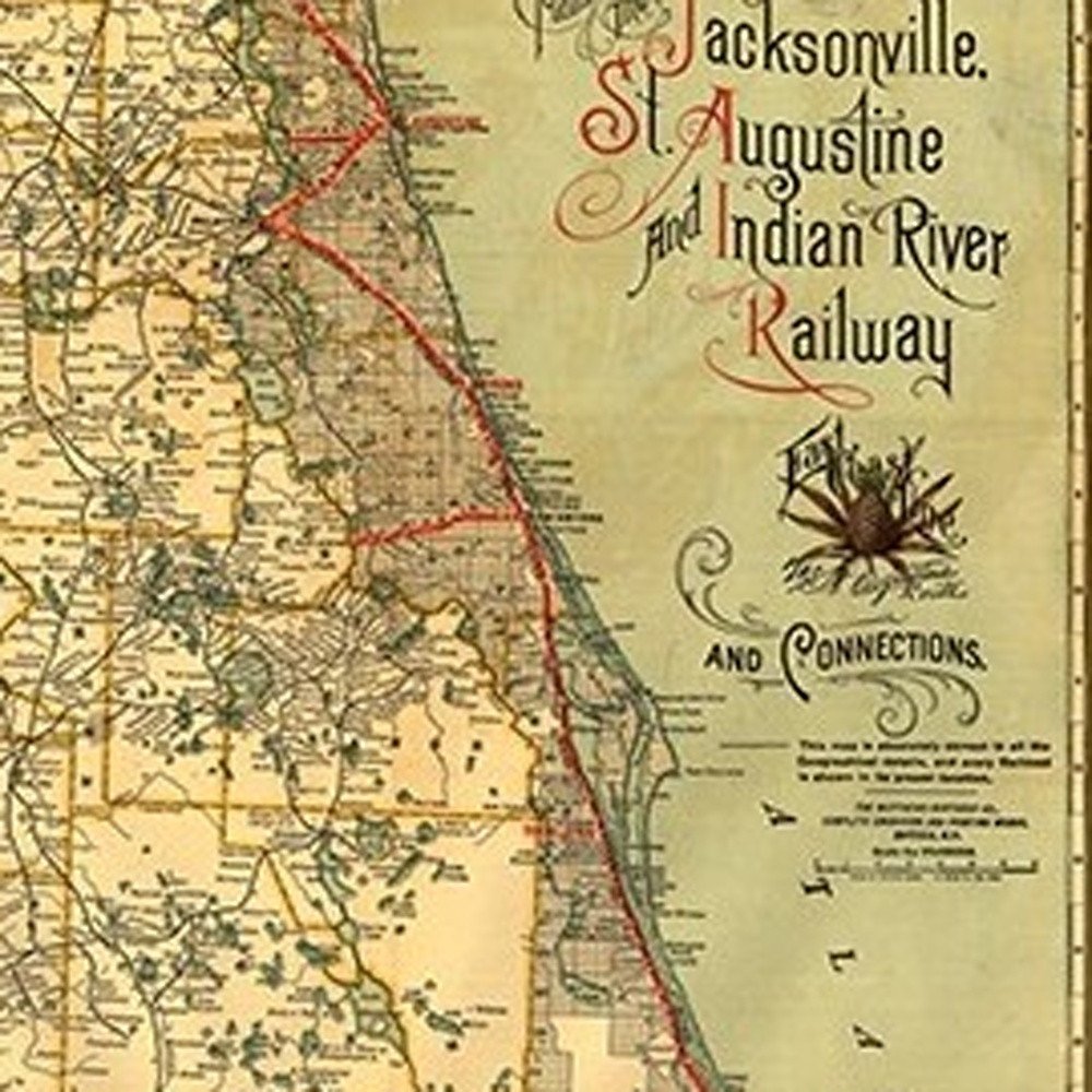 24" X 60" Map Of Jacksonville Florida Vintage Poster Wall Art