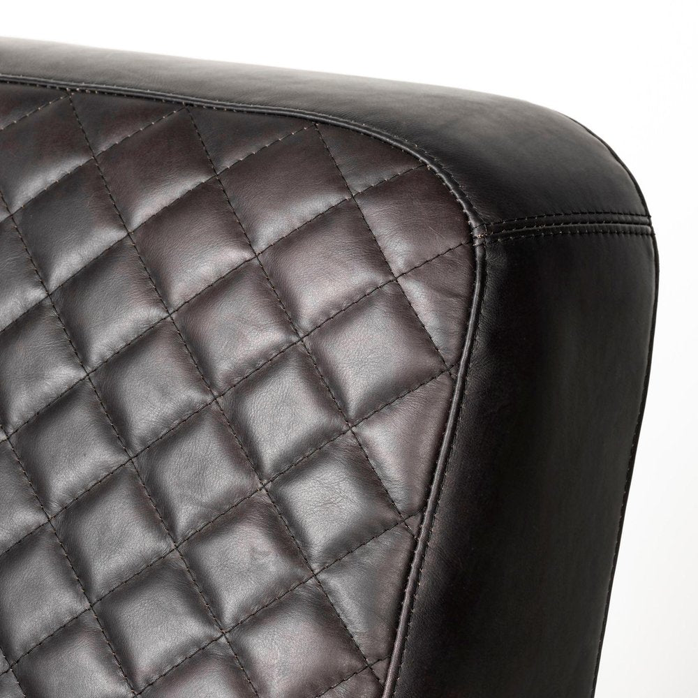 36" Black and Gold Leather Lounge Chair