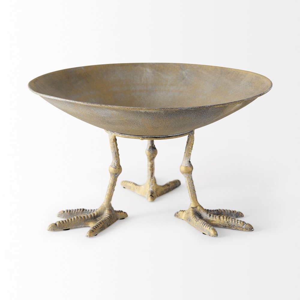 13" Gold Metal Round Centerpiece Bowl