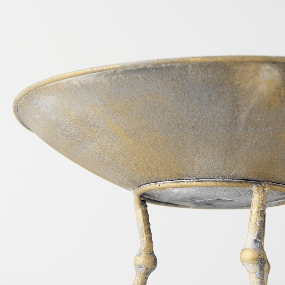 13" Gold Metal Round Centerpiece Bowl