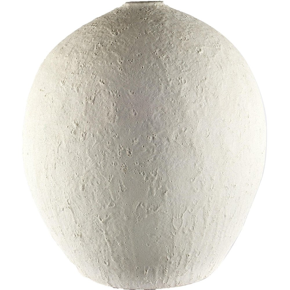 23" White Cylinder Ceramic Floor Vase
