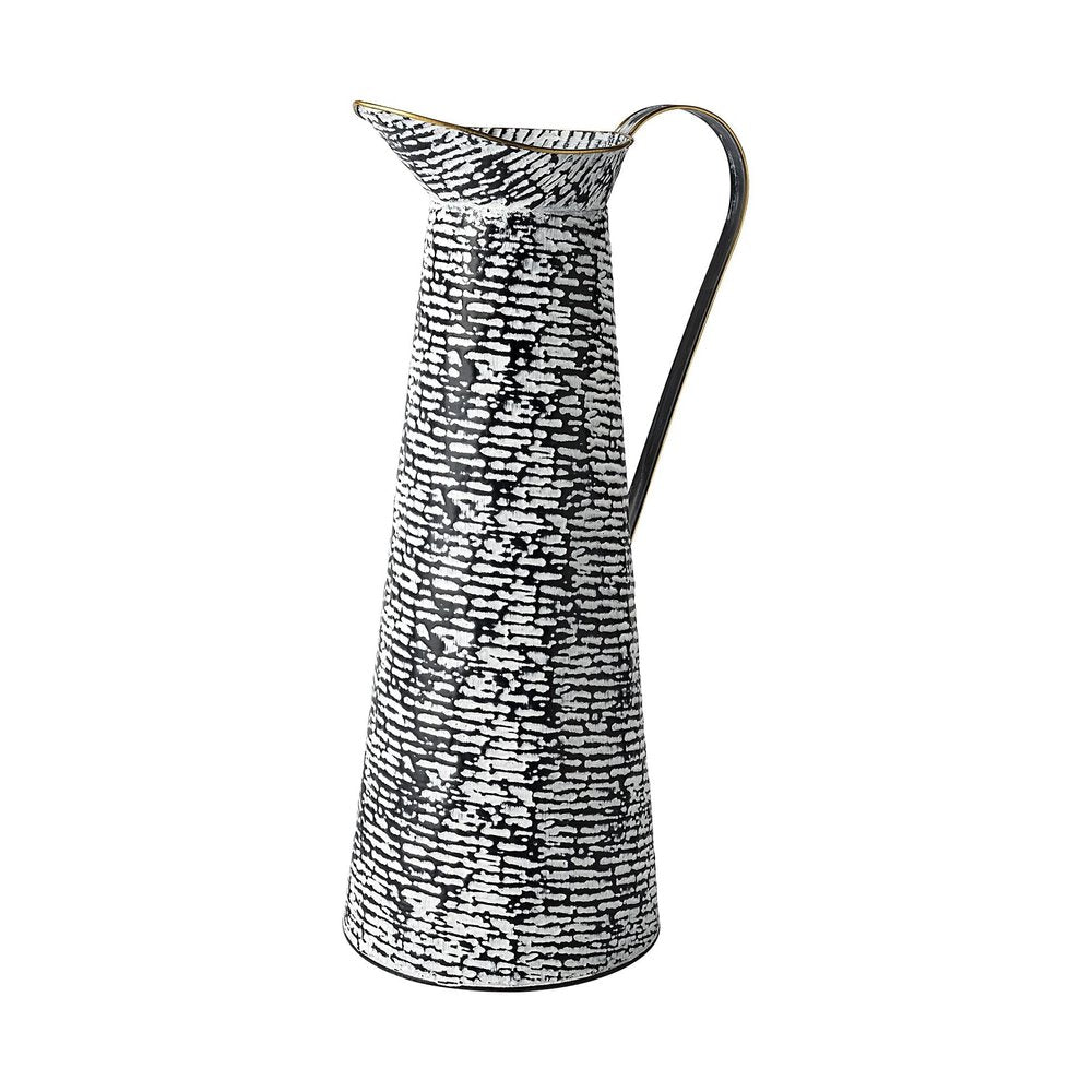 20" Black And White Cylinder Metal Urns Jars