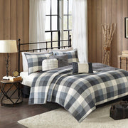 Ridge - 6 Piece Full Reversible Herringbone Coverlet Set - Gray
