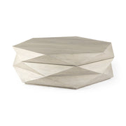 48" Natural Solid Wood Hexagon Lift Top Solid Coffee Table