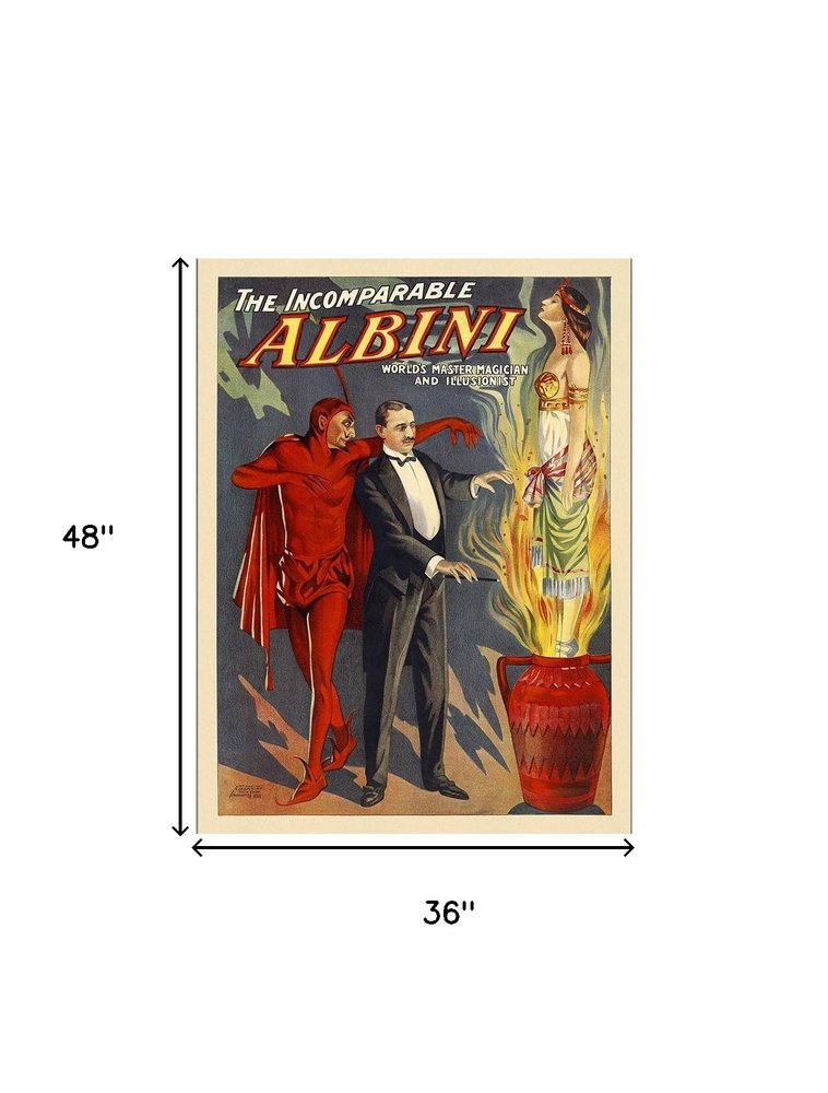 8.5" X 11" The Incomparable Albini Vintage Magic Poster Wall Art