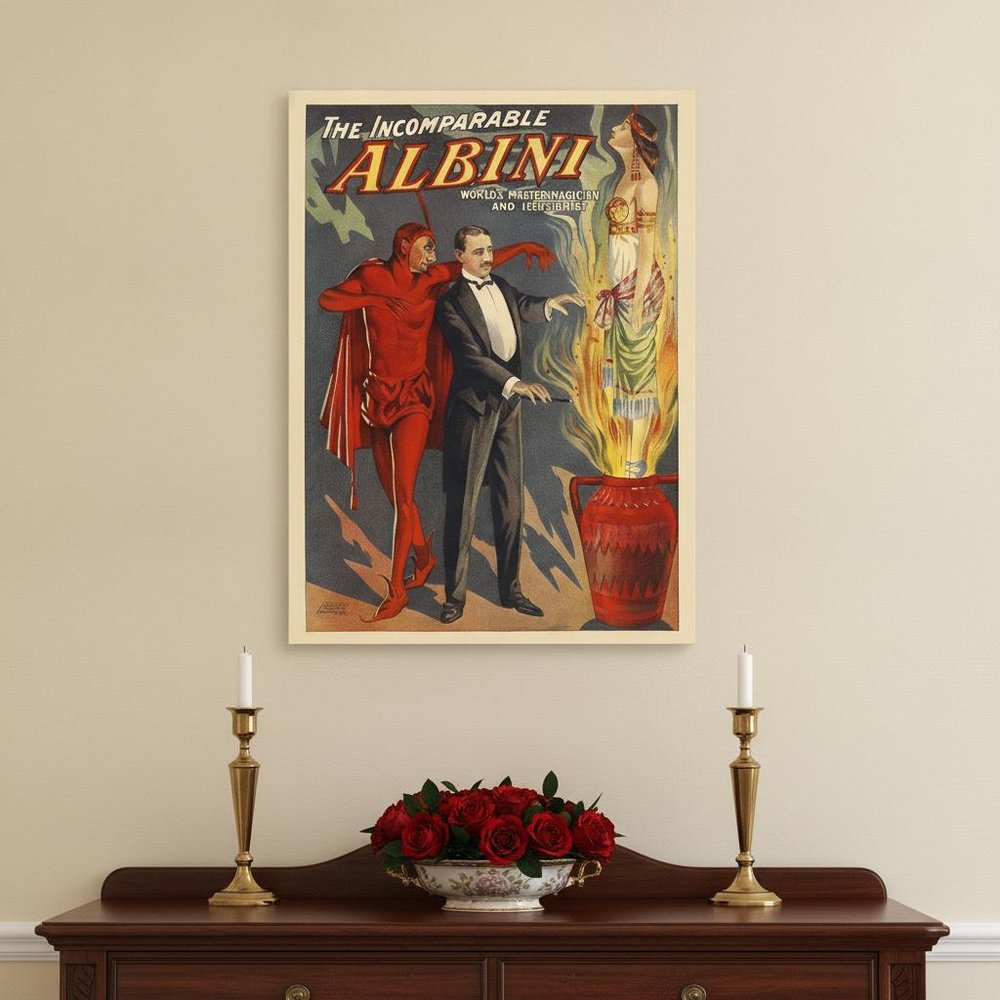 8.5" X 11" The Incomparable Albini Vintage Magic Poster Wall Art