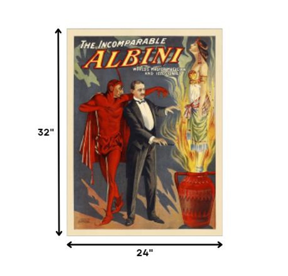 8.5" X 11" The Incomparable Albini Vintage Magic Poster Wall Art