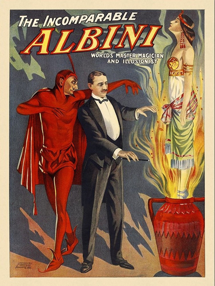 36" X 48" The Incomparable Albini Vintage Magic Poster Wall Art