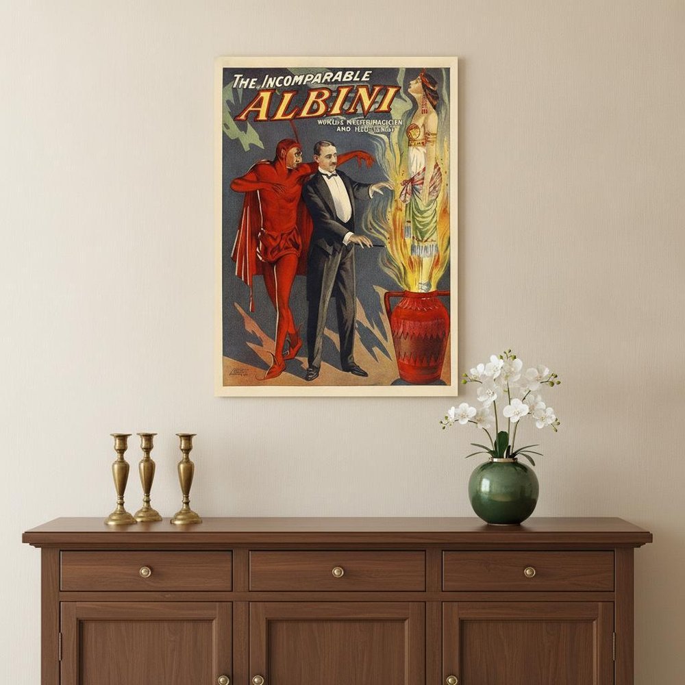 8.5" X 11" The Incomparable Albini Vintage Magic Poster Wall Art