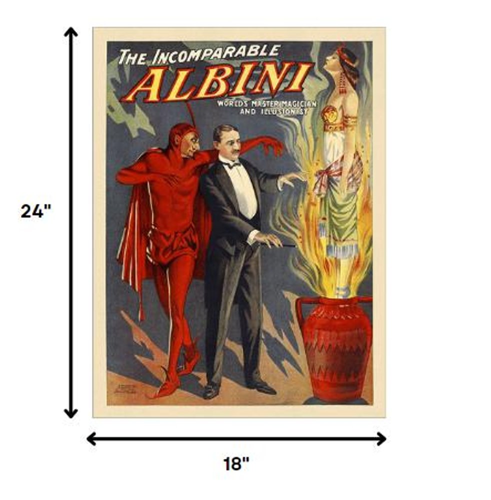 8.5" X 11" The Incomparable Albini Vintage Magic Poster Wall Art