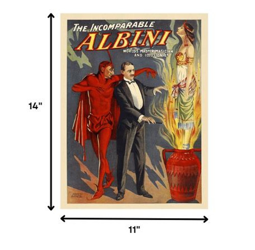 8.5" X 11" The Incomparable Albini Vintage Magic Poster Wall Art