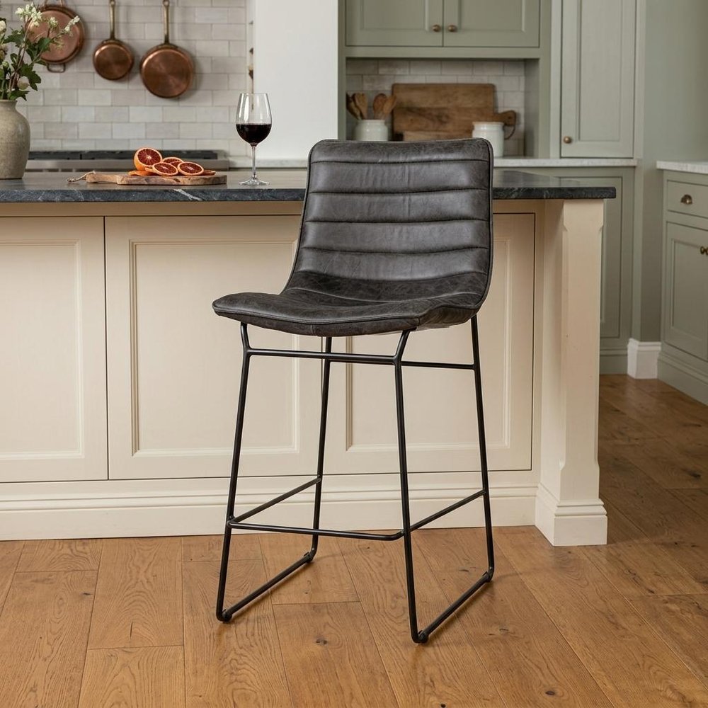 29" Black Iron Counter Height Bar Chair