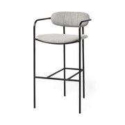 29" Gray and Black Fabric and Steel Bar Height Bar Chair