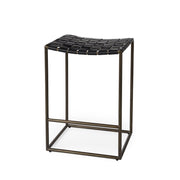 29" Bronze Leather and Metal Backless Bar Chair