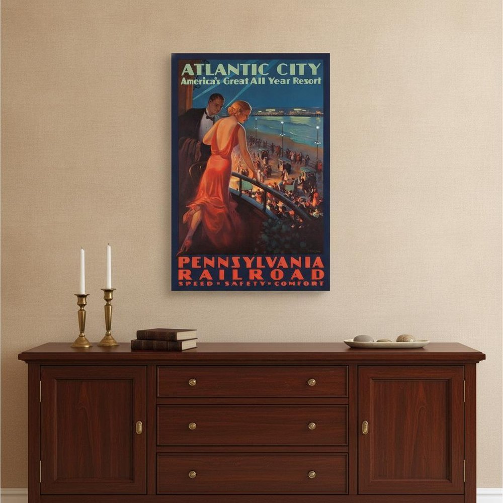 Vintage 1935 Atlantic City Travel Unframed Print Wall Art