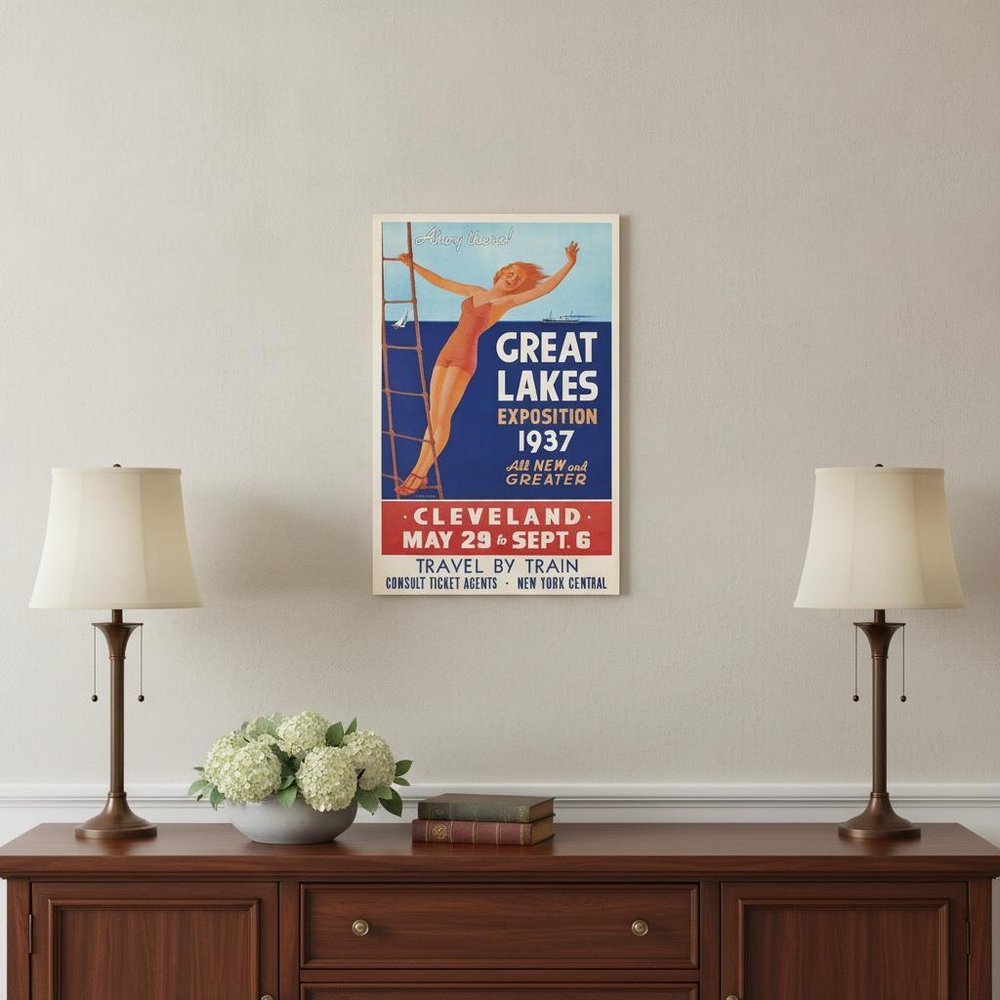 24" X 36" Great Lakes 1937 Vintage Travel Poster Wall Art