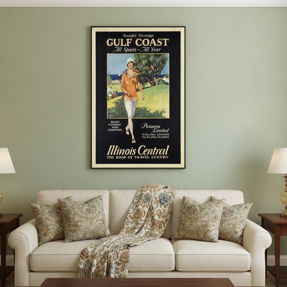 Gulf Coast Golf 1932 Vintage Travel Unframed Print Wall Art