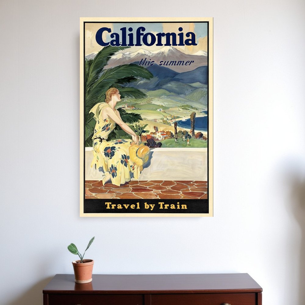 Vintage 1934 California Travel Unframed Print Wall Art