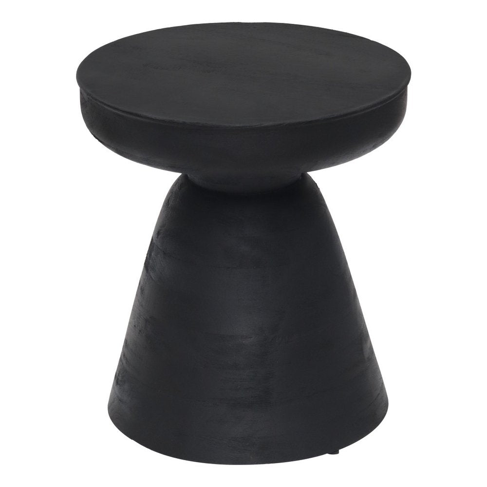 18" Black Solid Wood Round Pedestal End Table
