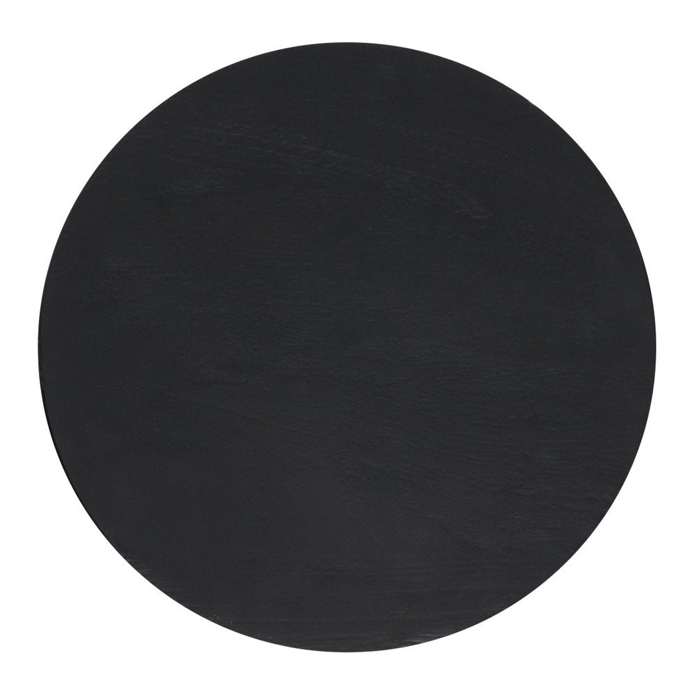18" Black Solid Wood Round Pedestal End Table