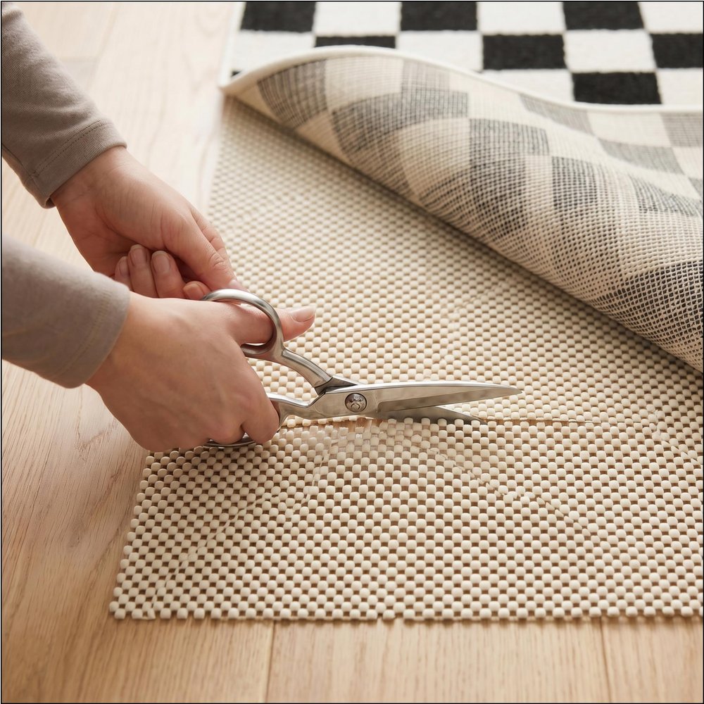 5' x 7' Ivory Striped Weave Non Slip Rug Pad