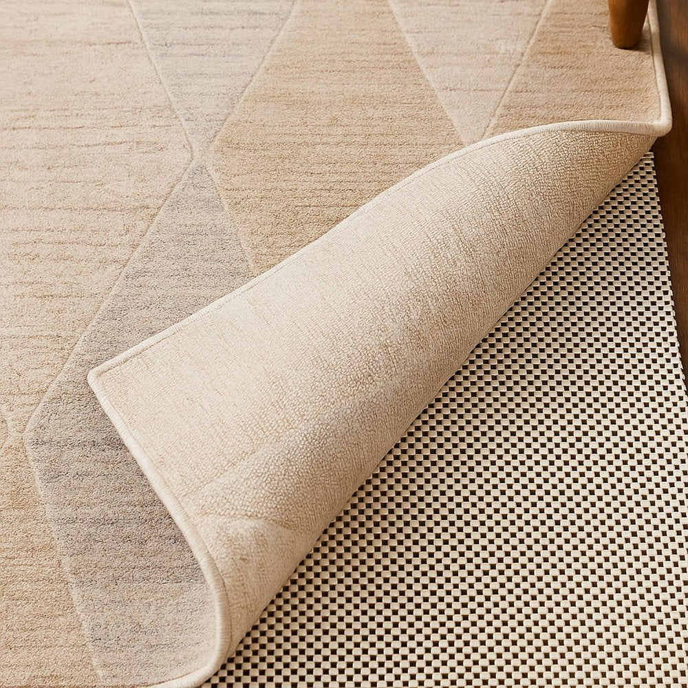 5' x 7' Ivory Striped Weave Non Slip Rug Pad
