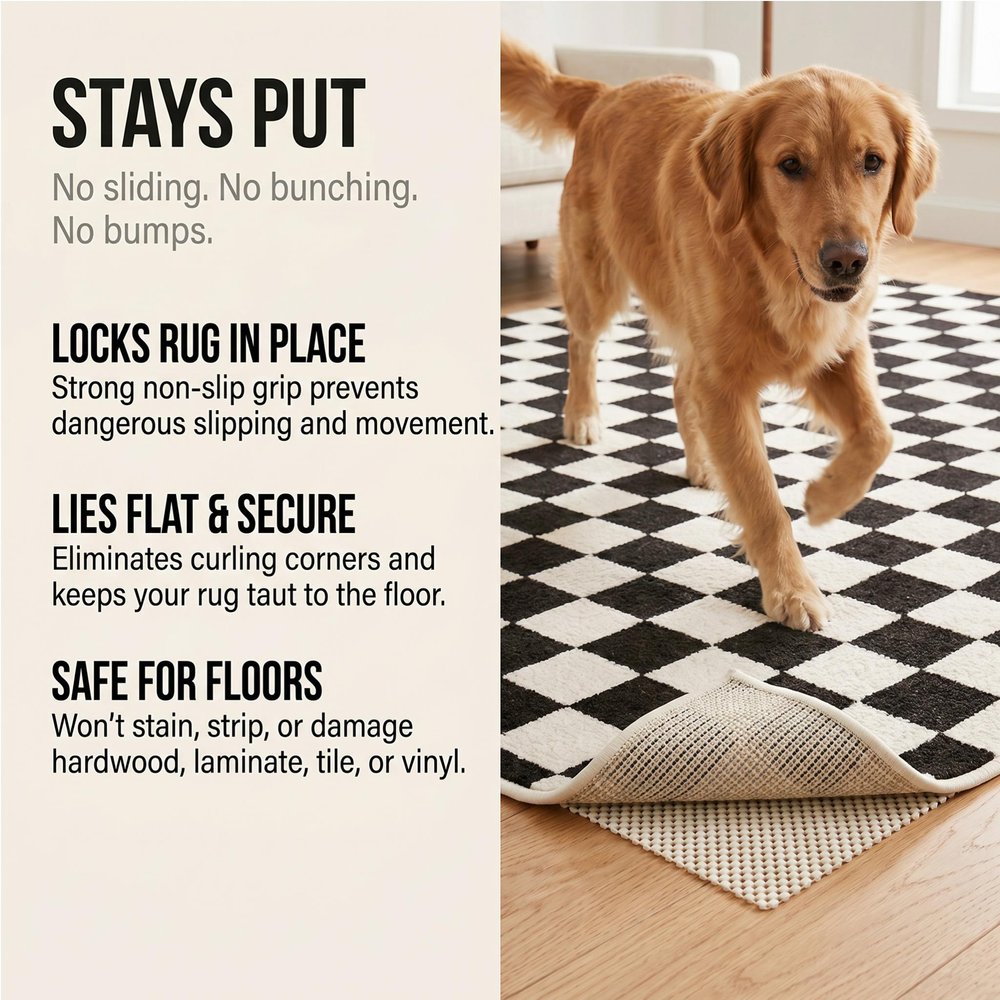 5' x 7' Ivory Striped Weave Non Slip Rug Pad