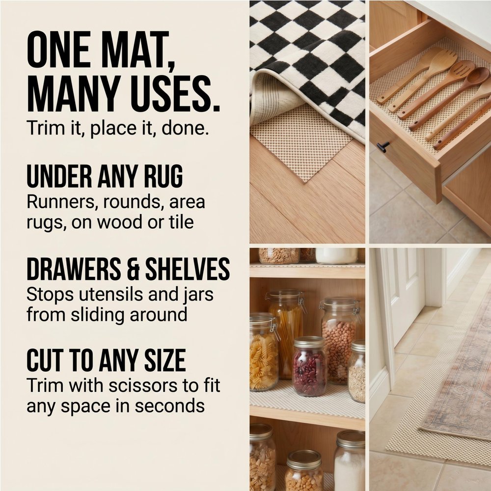 5' x 7' Ivory Striped Weave Non Slip Rug Pad