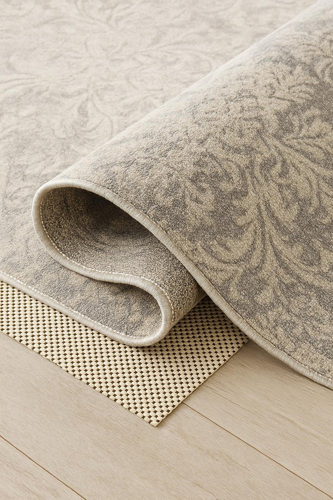 5' x 7' Ivory Striped Weave Non Slip Rug Pad