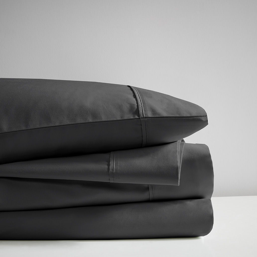 600 Thread Count - 4 Piece California King Cooling Blend Sheet Set - Black