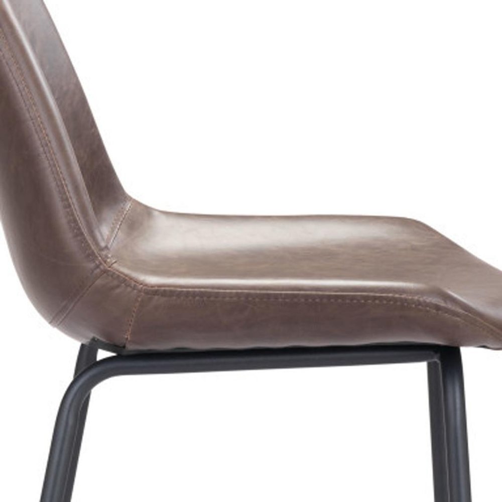31" Brown and Black Steel Low Back Bar Height Bar Chair